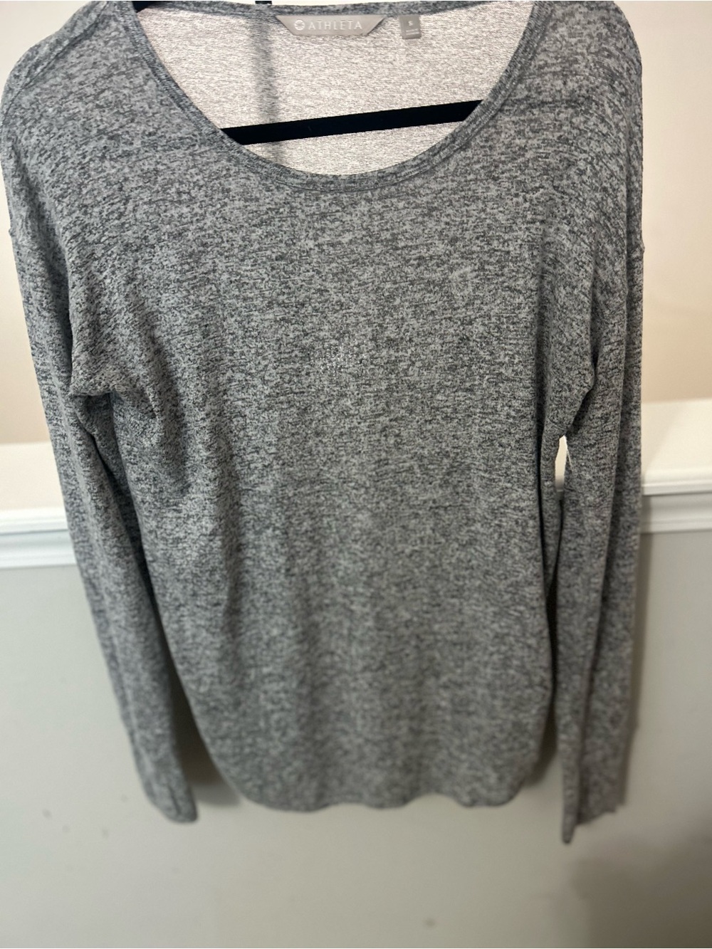 Athleta Heather Gray Scoop Neck Long-Sleeve Sweater